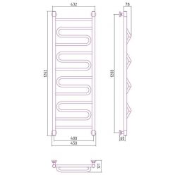Полотенцесушитель водяной Сунержа Элегия+, ширина 40 см высота 120 см, универсальное подключение, хром, 00-0205-1240