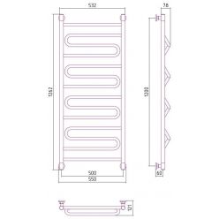 Полотенцесушитель водяной Сунержа Элегия+, ширина 50 см высота 120 см, универсальное подключение, хром, 00-0205-1250