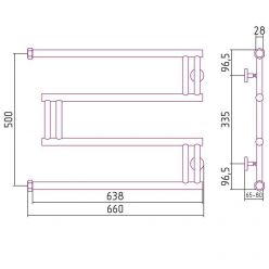 Полотенцесушитель водяной Сунержа High-Tech M, ширина 65 см, высота 50 см, боковое подключение 50 см, цвет шампань, 020-0050-5065