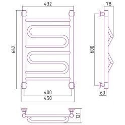 Полотенцесушитель водяной Сунержа Элегия+, ширина 40 см высота 60 см, универсальное подключение, хром, 00-0205-6040