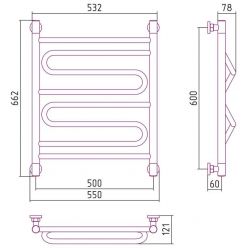 Полотенцесушитель водяной Сунержа Элегия+, ширина 50 см высота 60 см, универсальное подключение, хром, 00-0205-6050