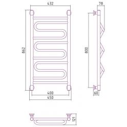 Полотенцесушитель водяной Сунержа Элегия+, ширина 40 см высота 80 см, универсальное подключение, хром, 00-0205-8040
