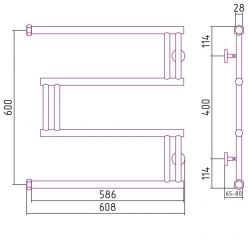 Полотенцесушитель водяной Сунержа High-Tech M+, ширина 60 см, высота 60 см, боковое подключение 60 см, цвет шампань, 020-0050-6060
