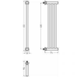 Полотенцесушитель водяной Сунержа Хорда, высота 60 см, ширина 19.5 см, боковое подключение 60 см, цвет хром, 00-4124-0600