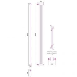 Полотенцесушитель водяной Сунержа Хорда, высота 180 см, ширина 19.5 см, боковое подключение 180 см, 4 вешалки, цвет хром, 00-4124-1800