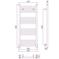 Полотенцесушитель водяной Сунержа Модус, высота 100 см, ширина 40 см, цвет шампань, 020-0250-1040
