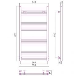 Полотенцесушитель водяной Сунержа Модус, высота 100 см, ширина 50 см, цвет шампань, 020-0250-1050
