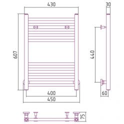 Полотенцесушитель водяной Сунержа Модус, высота 60 см, ширина 40 см, цвет шампань, 020-0250-6040