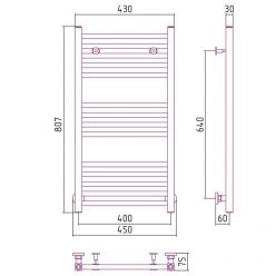 Полотенцесушитель водяной Сунержа Модус, высота 80 см, ширина 40 см, цвет шампань, 020-0250-8040