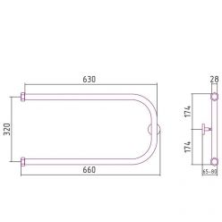 Полотенцесушитель водяной Сунержа П-образный, высота 32 см, ширина 65 см, цвет шампань, 020-0003-3265