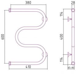 Полотенцесушитель водяной Сунержа М-образный, высота 60 см, ширина 40 см, цвет шампань, 020-0007-6040