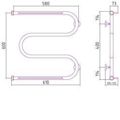 Полотенцесушитель водяной Сунержа М-образный, высота 60 см, ширина 60 см, 2 полки, цвет шампань, 020-0008-6060