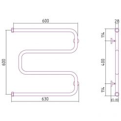 Полотенцесушитель водяной Сунержа Ш-образный, высота 60 см, ширина 60 см, цвет шампань, 020-0014-6060