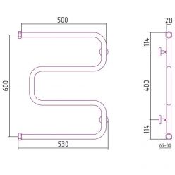 Полотенцесушитель водяной Сунержа Ш-образный, ширина 50 см, высота 60 см, цвет шампань, 020-0014-6050