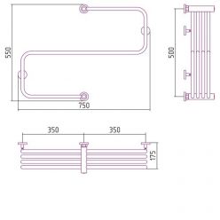 Полотенцесушитель водяной Сунержа Фабула, высота 50 см, ширина 70 см, цвет шампань, 020-0125-5070