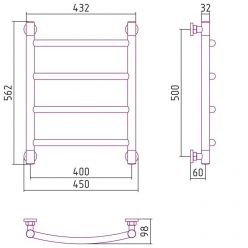 Полотенцесушитель водяной Сунержа Галант+, высота 50 см, ширина 40 см, цвет шампань, 020-0200-5040