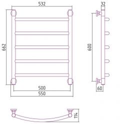 Полотенцесушитель водяной Сунержа Галант+, высота 60 см, ширина 50 см, цвет шампань, 020-0200-6050
