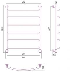 Полотенцесушитель водяной Сунержа Галант+, высота 80 см, ширина 60 см, цвет шампань, 020-0200-8060