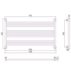 Полотенцесушитель водяной Сунержа Богема L, ширина 110 см, высота 60 см, цвет шампань, 020-0202-6011