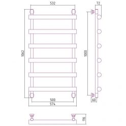 Полотенцесушитель водяной Сунержа Атлант, высота 100 см, ширина 50 см, цвет шампань, 020-0226-1050