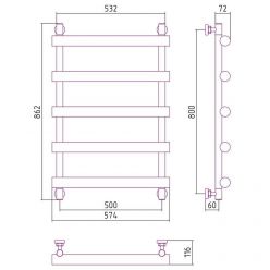 Полотенцесушитель водяной Сунержа Атлант, высота 80 см, ширина 50 см, цвет шампань, 020-0226-8050