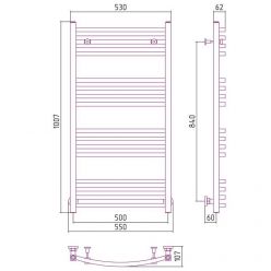 Полотенцесушитель водяной Сунержа Аркус, высота 100 см, ширина 50 см, цвет шампань, 020-0251-1050