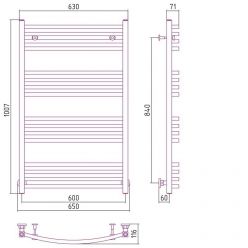 Полотенцесушитель водяной Сунержа Аркус, высота 100 см, ширина 60 см, цвет шампань, 020-0251-1060