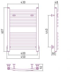 Полотенцесушитель водяной Сунержа Аркус, высота 60 см, ширина 40 см, цвет шампань, 020-0251-6040