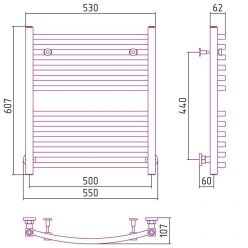 Полотенцесушитель водяной Сунержа Аркус, высота 60 см, ширина 50 см, цвет шампань, 020-0251-6050