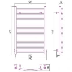 Полотенцесушитель водяной Сунержа Аркус, высота 80 см, ширина 50 см, цвет шампань, 020-0251-8050