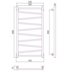 Полотенцесушитель водяной Сунержа Сирокко, высота 100 см, ширина 50 см, цвет шампань, 020-0253-1050