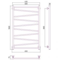 Полотенцесушитель водяной Сунержа Сирокко, высота 100 см, ширина 60 см, цвет шампань, 020-0253-1060