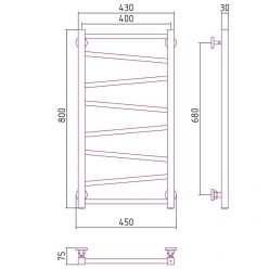 Полотенцесушитель водяной Сунержа Сирокко, высота 80 см, ширина 40 см, цвет шампань, 020-0253-8040