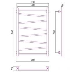 Полотенцесушитель водяной Сунержа Сирокко, высота 80 см, ширина 50 см, цвет шампань, 020-0253-8050