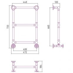Полотенцесушитель водяной Сунержа Ренессанс 1304, высота 66 см, ширина 40 см, цвет шампань, 020-0280-6640