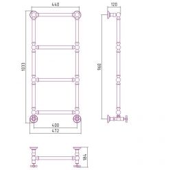 Полотенцесушитель водяной Сунержа Ренессанс 1304, высота 96 см, ширина 40 см, цвет шампань, 020-0280-9640