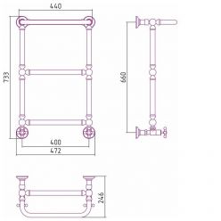 Полотенцесушитель водяной Сунержа Ренессанс 1386, высота 66 см, ширина 40 см, цвет шампань, 020-0281-6640