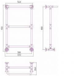 Полотенцесушитель водяной Сунержа Ренессанс 1386, высота 86 см, ширина 50 см, цвет шампань, 020-0281-8650