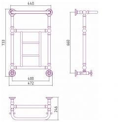 Полотенцесушитель водяной Сунержа Ренессанс 1452, высота 66 см, ширина 40 см, цвет шампань, 020-0282-6640
