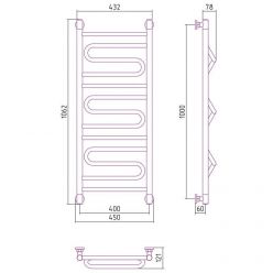 Полотенцесушитель водяной Сунержа Элегия+, ширина 40 см, высота 100 см, цвет шампань, 020-0205-1040