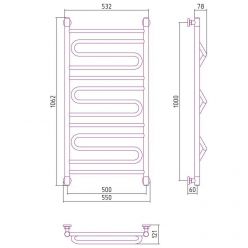 Полотенцесушитель водяной Сунержа Элегия+, ширина 50 см, высота 100 см, цвет шампань, 020-0205-1050