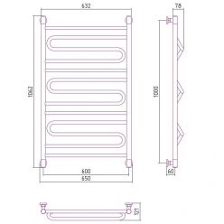 Полотенцесушитель водяной Сунержа Элегия+, ширина 60 см, высота 100 см, цвет шампань, 020-0205-1060