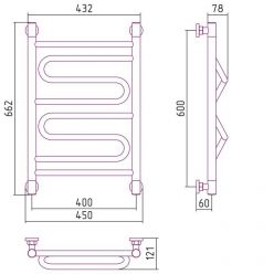 Полотенцесушитель водяной Сунержа Элегия+, ширина 40 см, высота 60 см, цвет шампань, 020-0205-6040
