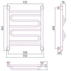 Полотенцесушитель водяной Сунержа Элегия+, ширина 50 см, высота 60 см, цвет шампань, 020-0205-6050