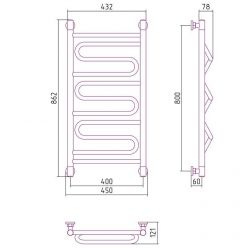 Полотенцесушитель водяной Сунержа Элегия+, ширина 40 см, высота 80 см, цвет шампань, 020-0205-8040