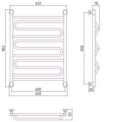 Полотенцесушитель водяной Сунержа Элегия+, 80 х 60 см, цвет шампань, 020-0205-8060