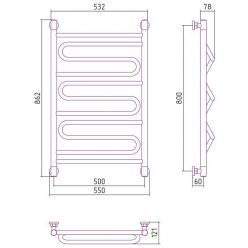 Полотенцесушитель водяной Сунержа Элегия+, 80 х 50 см, цвет шампань, 020-0205-8050