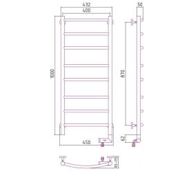 Полотенцесушитель электрический Сунержа Галант 2.0, высота 100 см, ширина 40 см, диммер слева/справа, цвет хром, 00-5200-1040/00-5201-1040