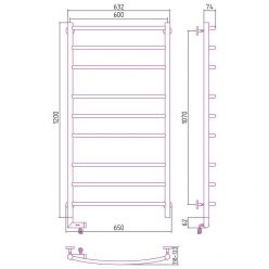 Полотенцесушитель электрический Сунержа Галант 2.0, высота 120 см, ширина 60 см, диммер слева/справа, цвет хром, 00-5200-1260/00-5201-1260