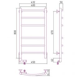 Полотенцесушитель электрический Сунержа Галант 2.0, высота 80 см, ширина 40 см, диммер слева/справа, цвет хром, 00-5200-8040/00-5201-8040